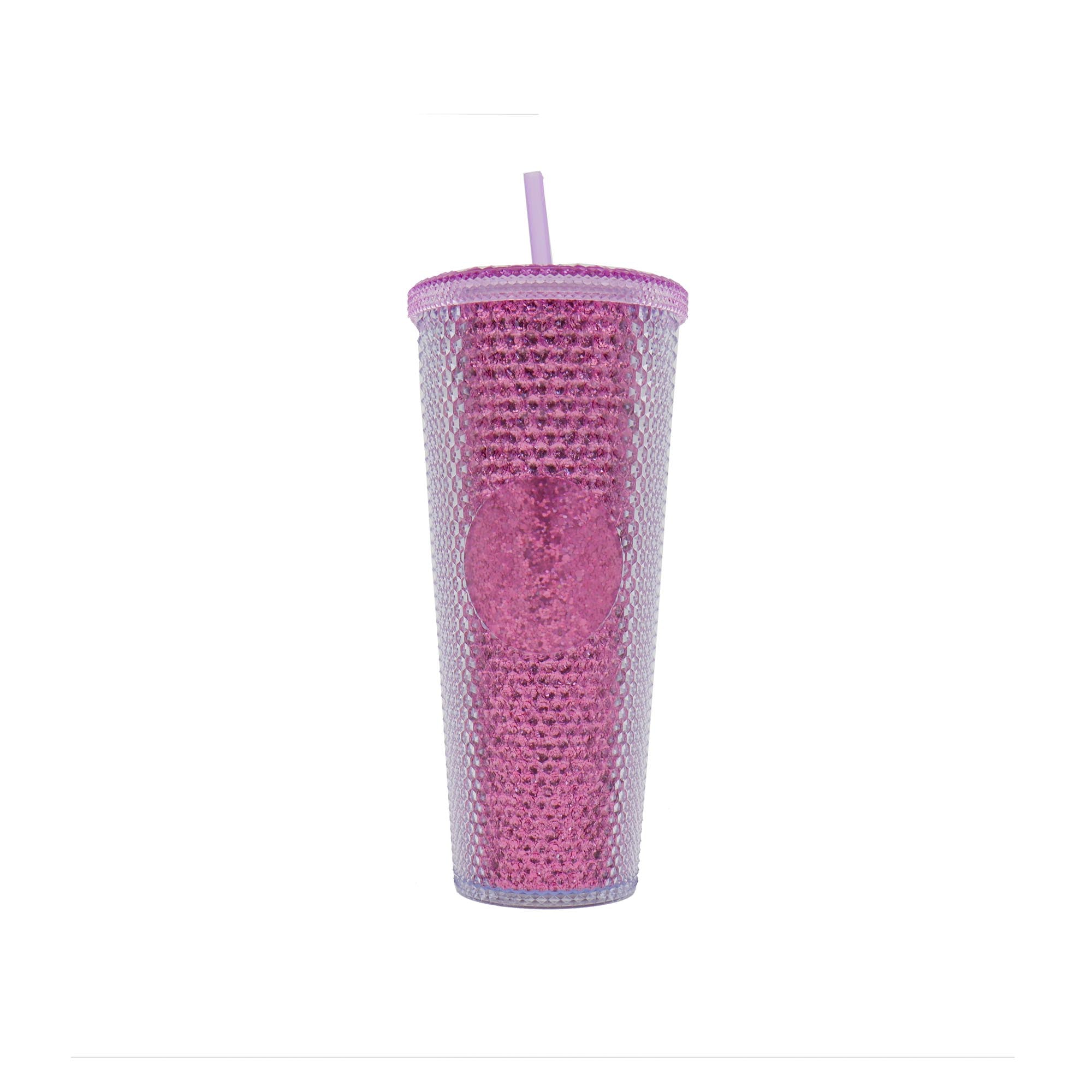 Studded Drinking Tumbler 720ml Smoothie Glitter Cup & Straw