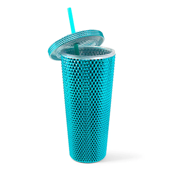 Studded Drinking Tumblers 720ml Smoothie Glitter Cup & Straw