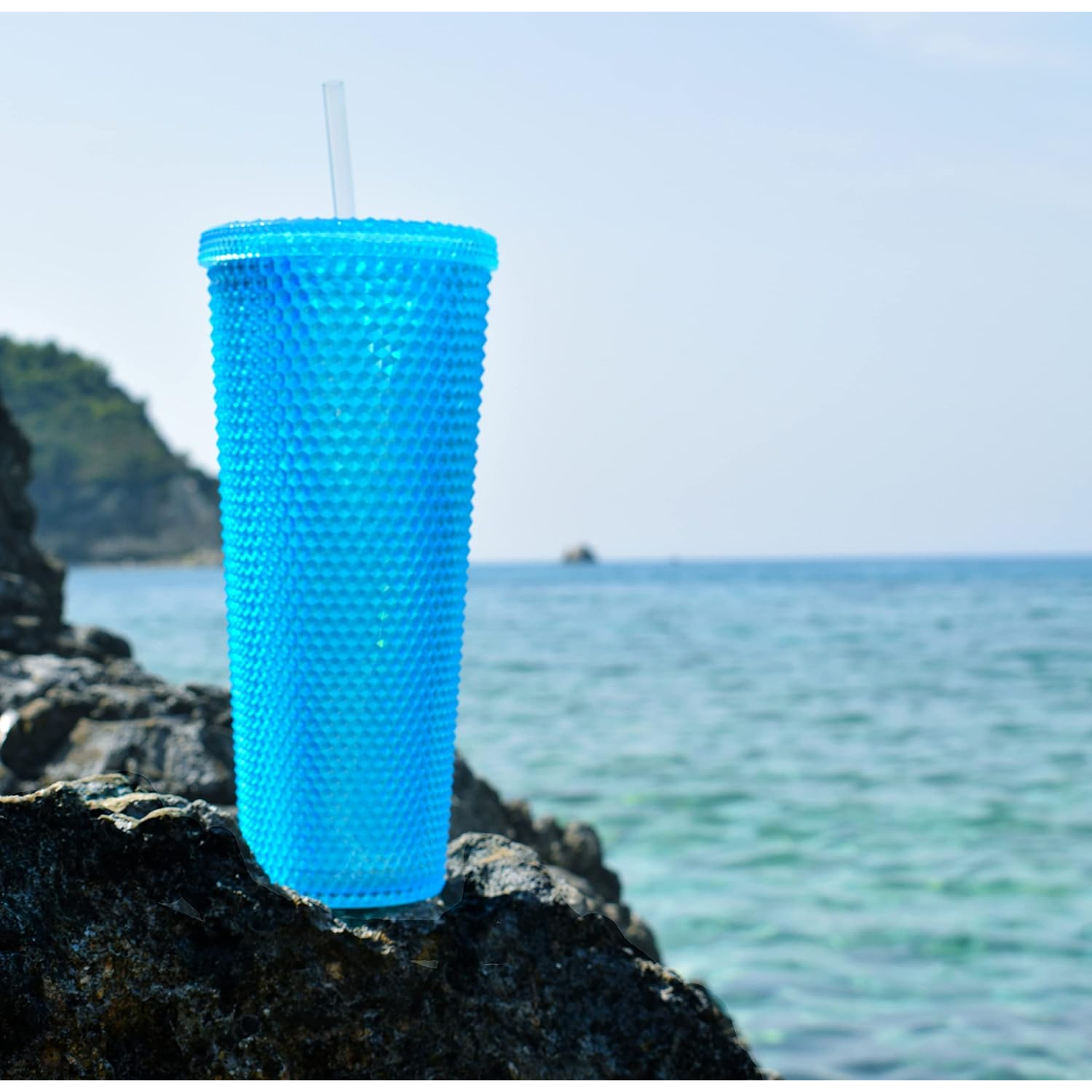 Studded Drinking Tumblers 720ml Smoothie Glitter Cup & Straw