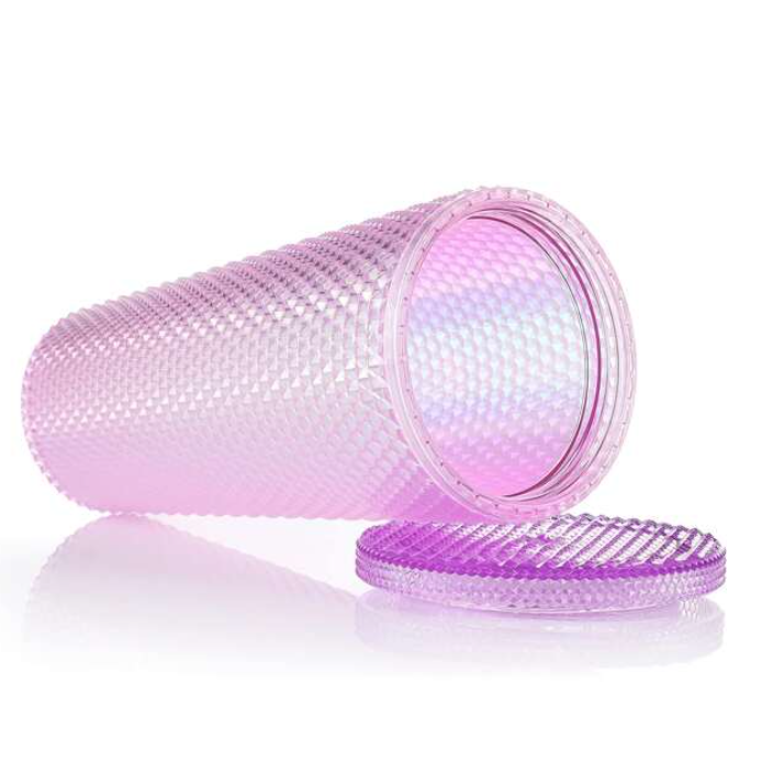 Studded Drinking Tumbler 600ml Metallic Smoothie Cup