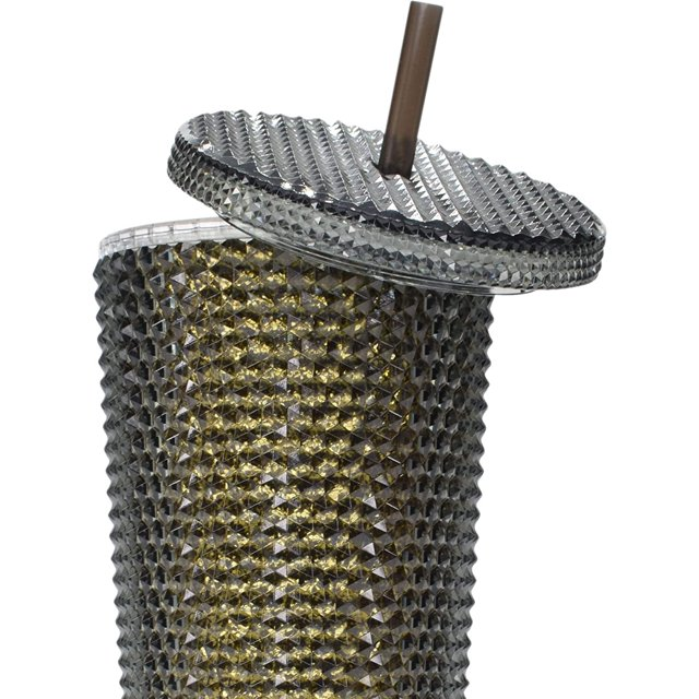 Studded Drinking Tumbler 600ml Metallic Smoothie Cup