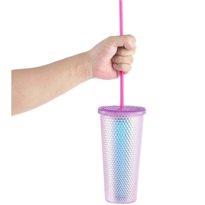 Studded Drinking Tumbler 600ml Metallic Smoothie Cup