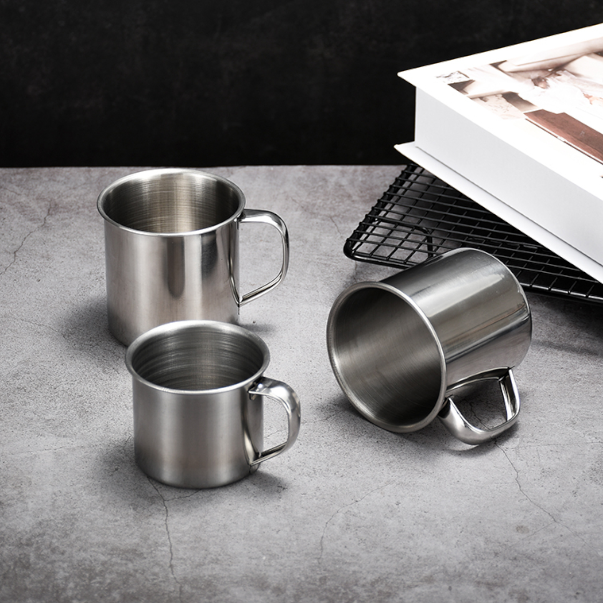 Stainless Steel Mug Deluxe with Handle 12cm