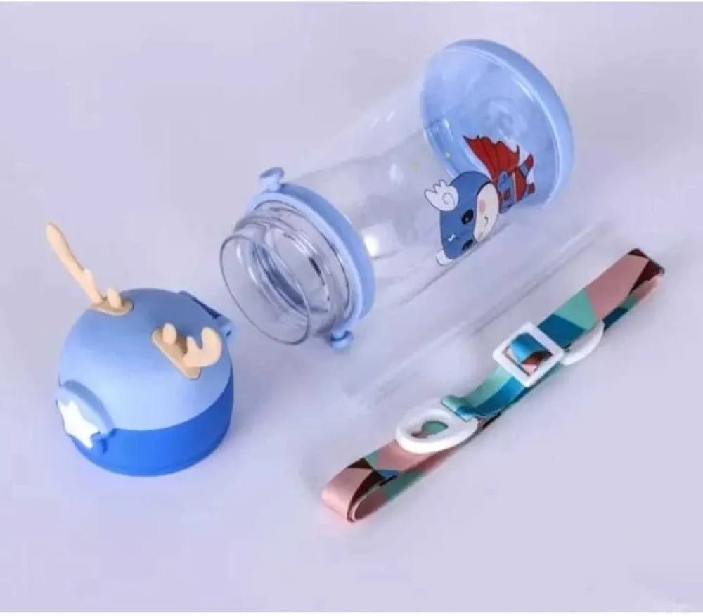 Kids Deer Horn Water Bottle 600ml with Sipper Lid 19x8cm