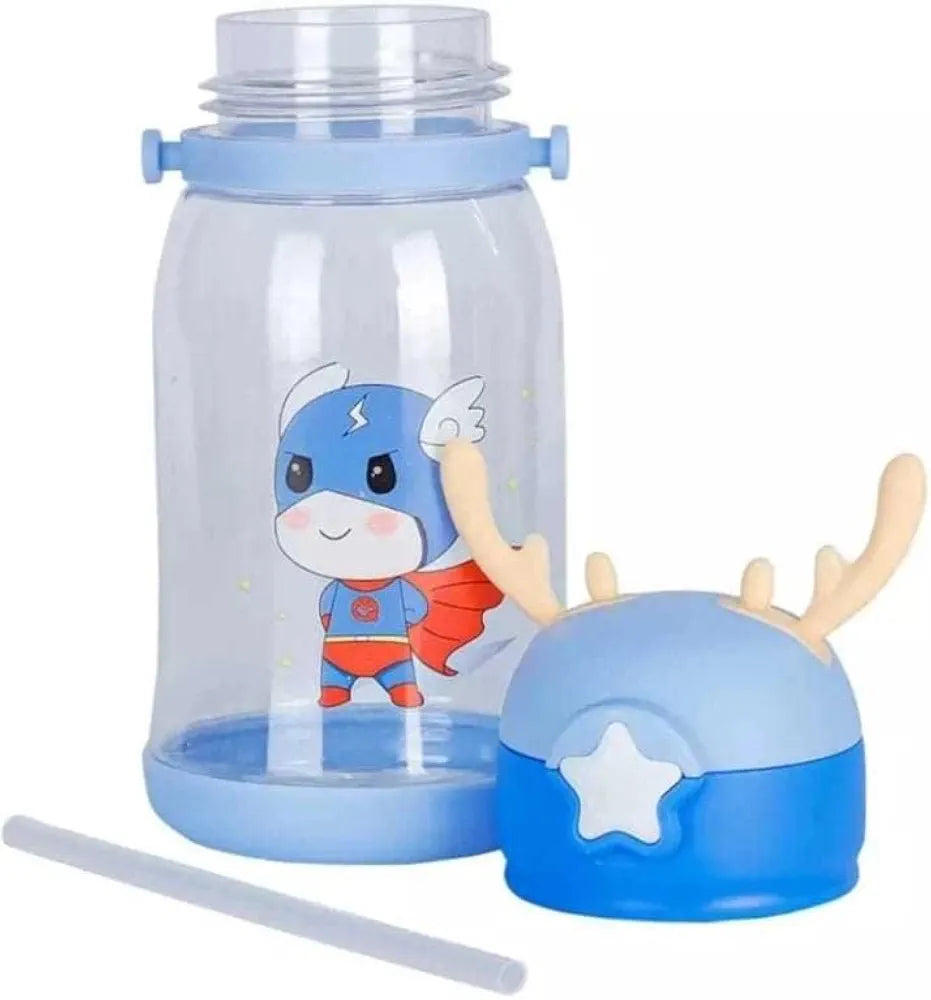 Kids Deer Horn Water Bottle 600ml with Sipper Lid 19x8cm