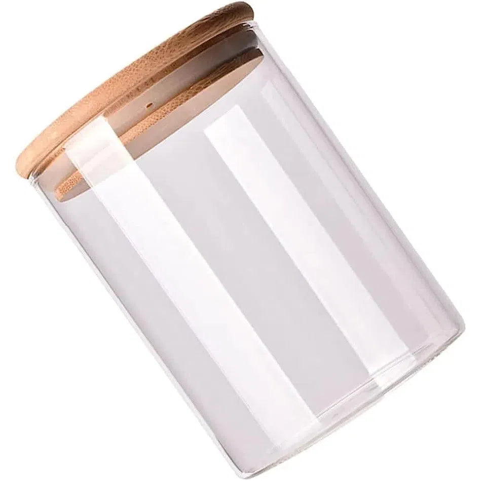 Borosilicate Glass Canister Storage Jar Round with Wooden Lid