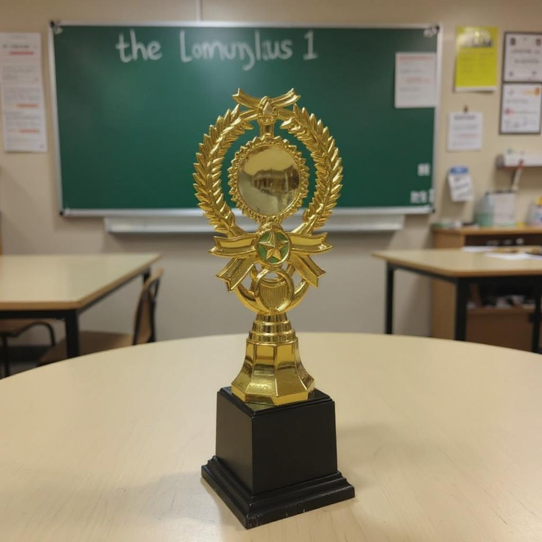 Gold Plastic Olympia Trophy on Black Plastic Base 28cm