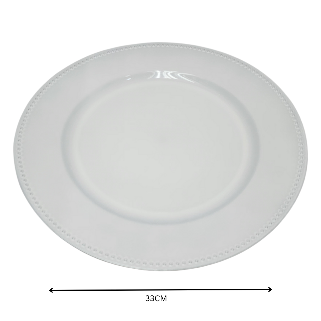 Underplate White Beaded Plastic 33cm