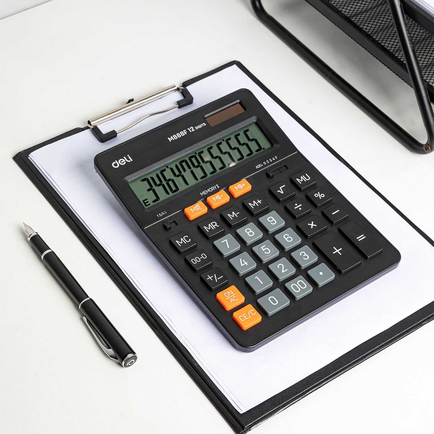 Deli Dual Memory Calculator 12-Digit Dual Power Black