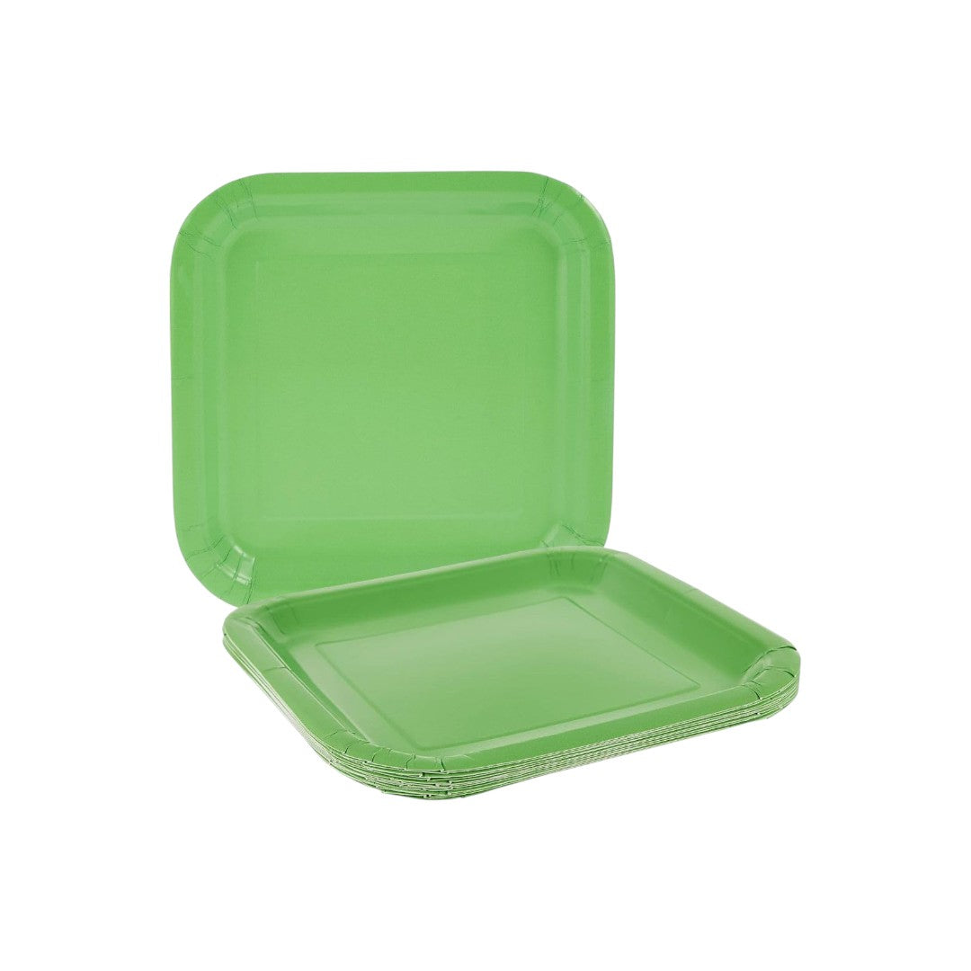 Disposable Square Party Paper Plates Plain Color 9inch 10pcs
