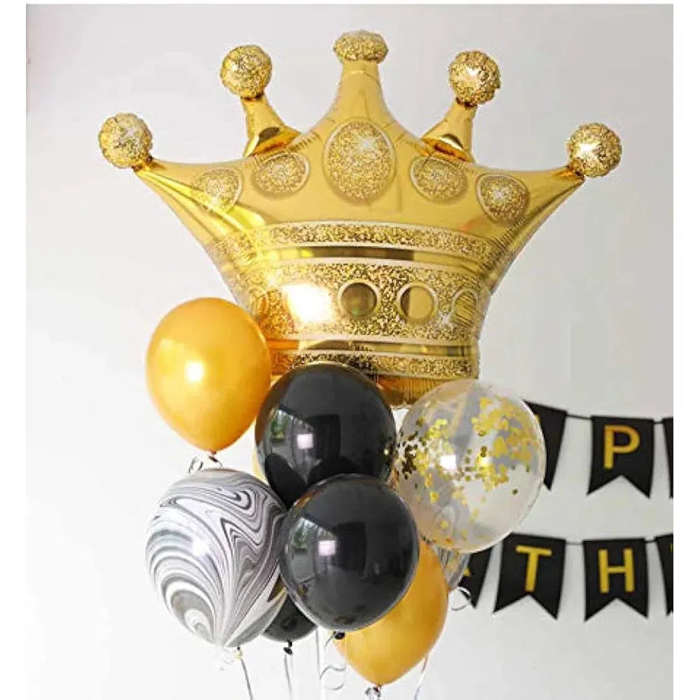 Happy Birthday Crown Foil Balloon Bouquet 5pc Set