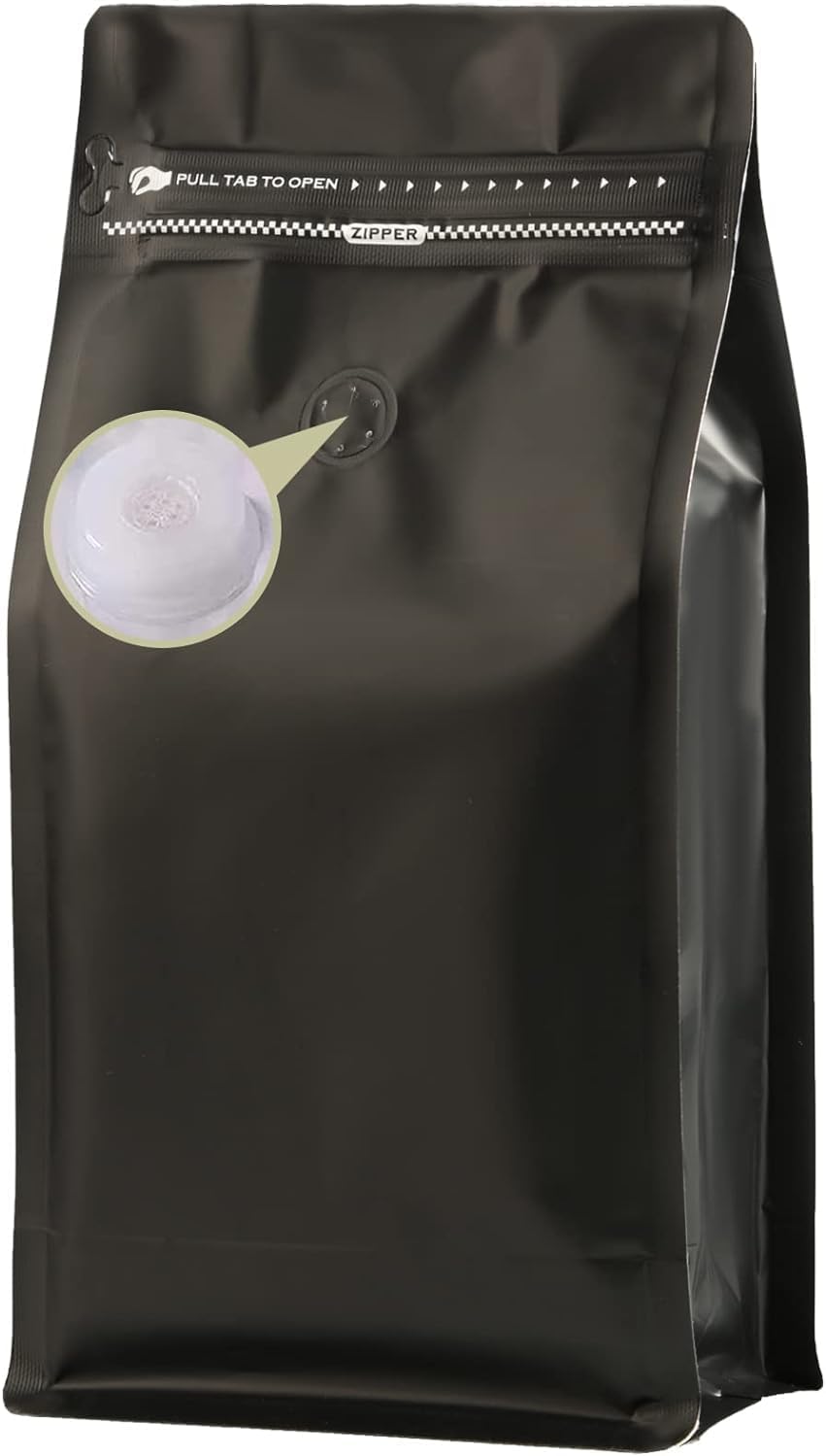 Aluminium Metalized Stand-up Coffee Bean Pouch Bag Side Gusset with Flat Bottom - Vacuum Seal Pull-tab with Air Valve Resealable 10Pack