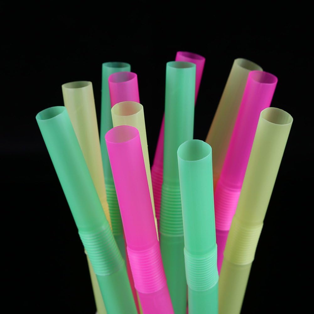 Bubble Tea Boba Assorted Straws Flexible Bendy Plastic 11mmx21cm Wrapped 20pack