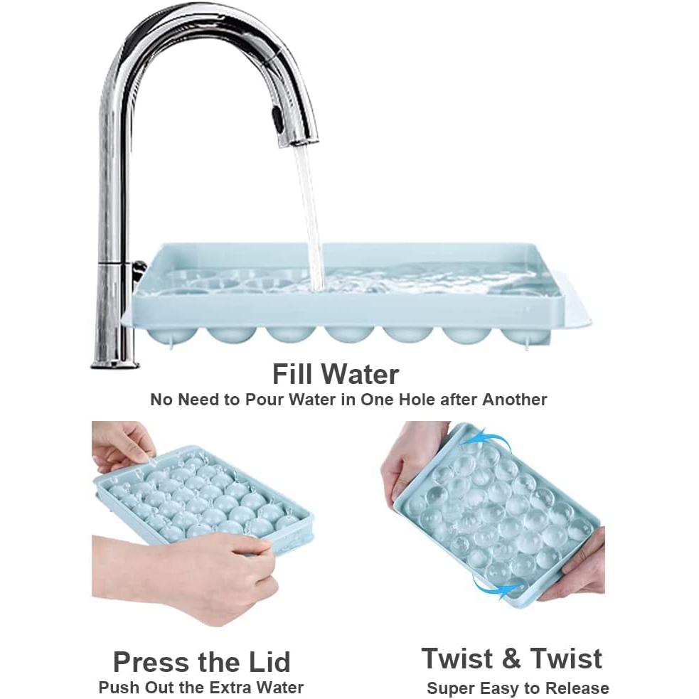 Plastic Ice Cube Tray - Round 33-Cavity Mini Circle Making Sphere Ball 1pc
