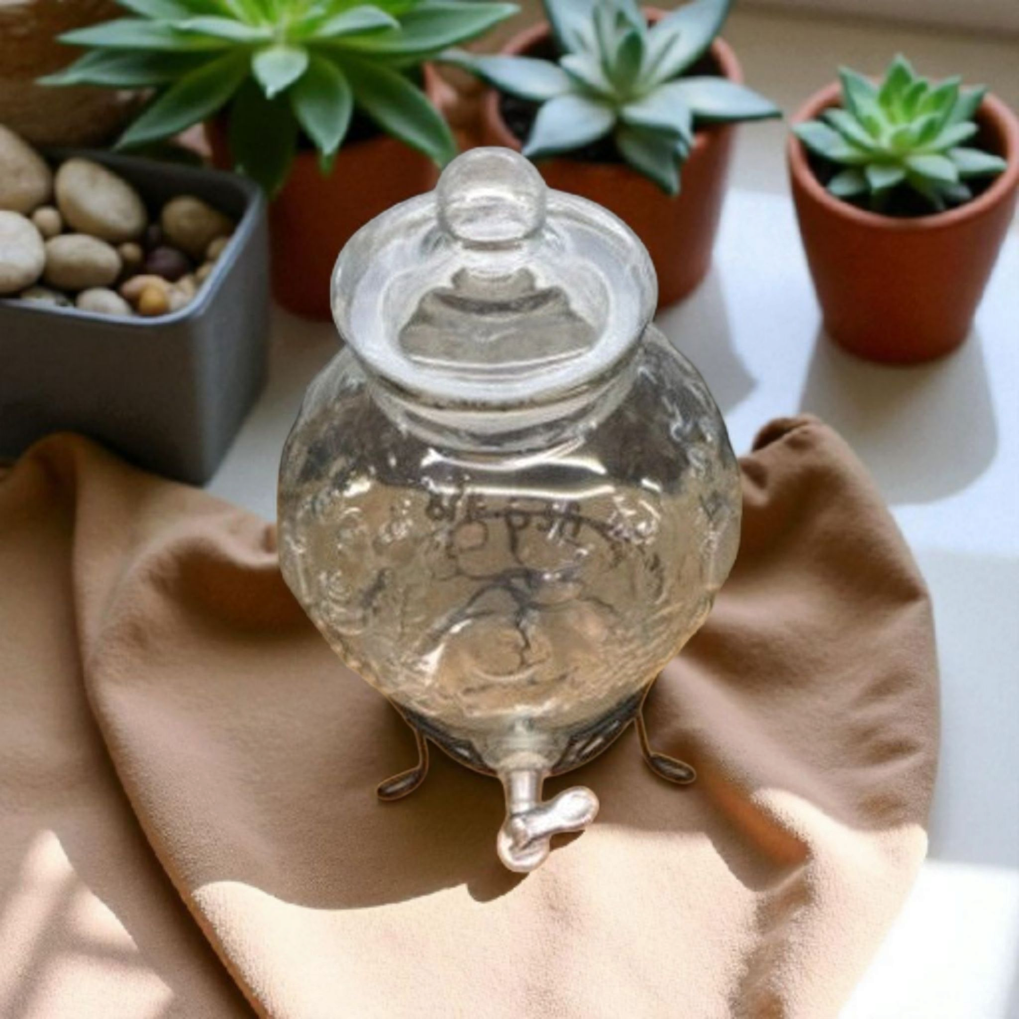 Beverage Dispenser 5L Embossed Glass with Stand 539