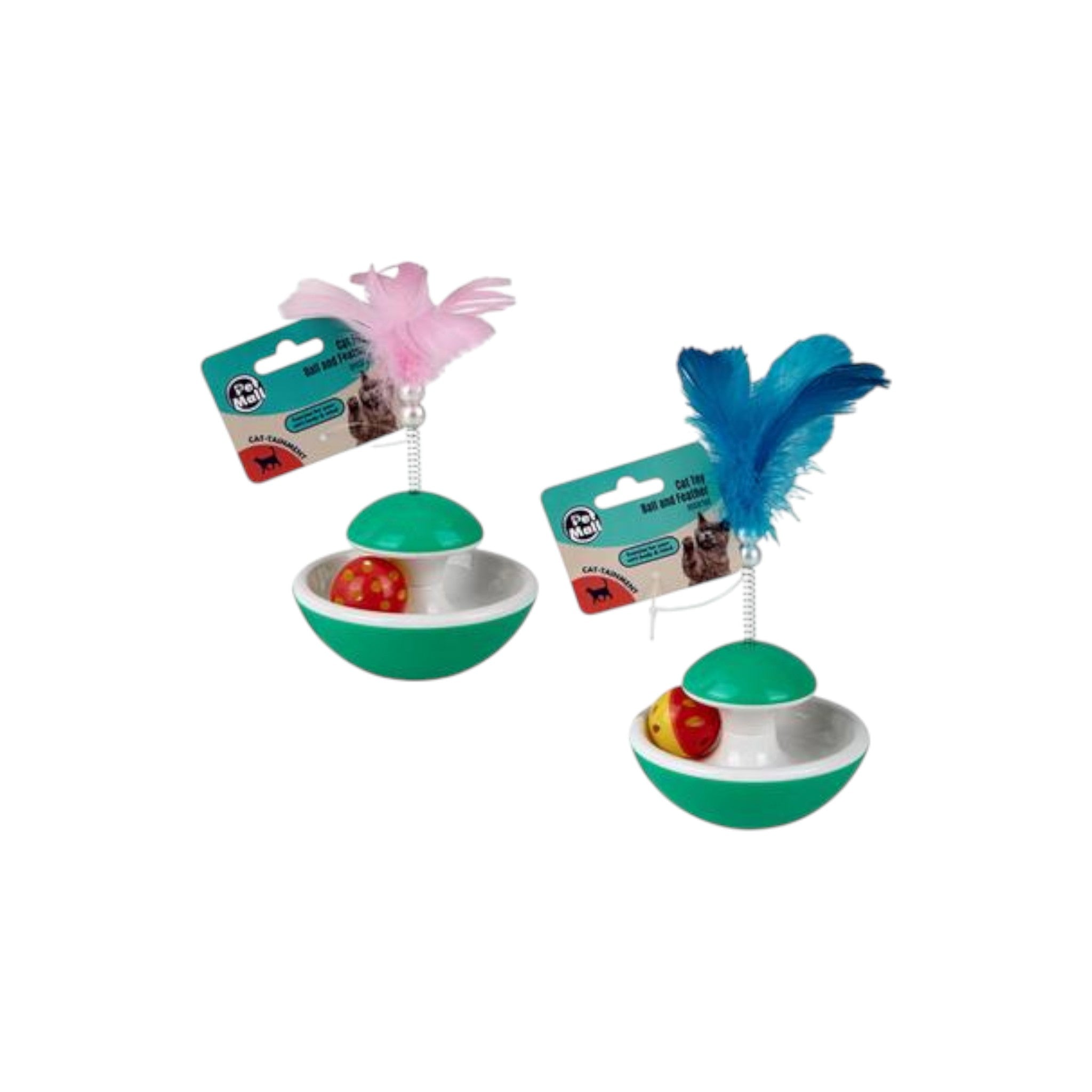 Pet Toy With Ball And Feather Assorted 1pcs