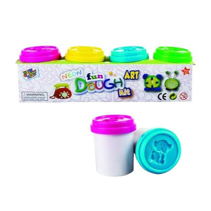 Edu Kids Play Dough Neon 60g Tub 4-Colors Set