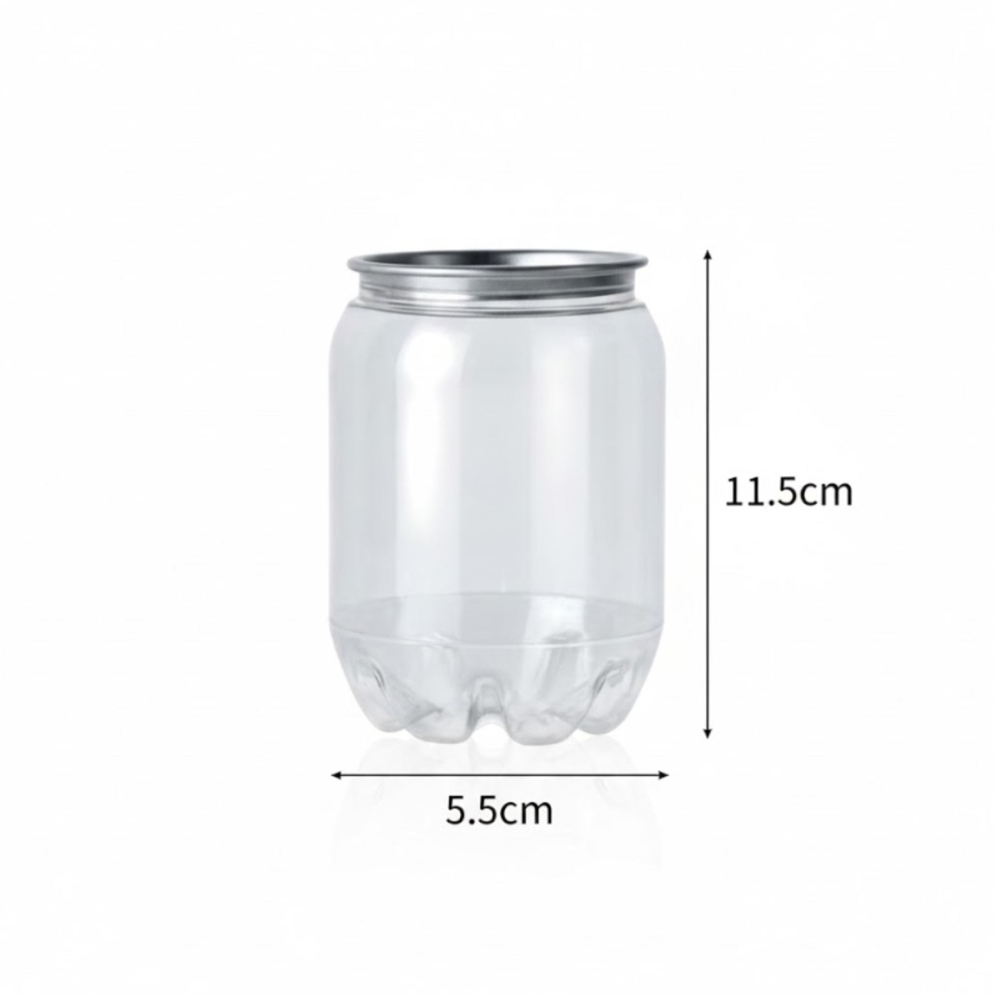 350ml Five-Cornered Bottom Food Grade Plastic Drinking Clear Can with Aluminium Pull Tab Lid