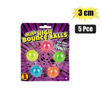Novelty Ball Hi Bounce Mini 3cm 5pack Card