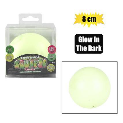 Novelty Ball Stress Glow In Dark 8cm