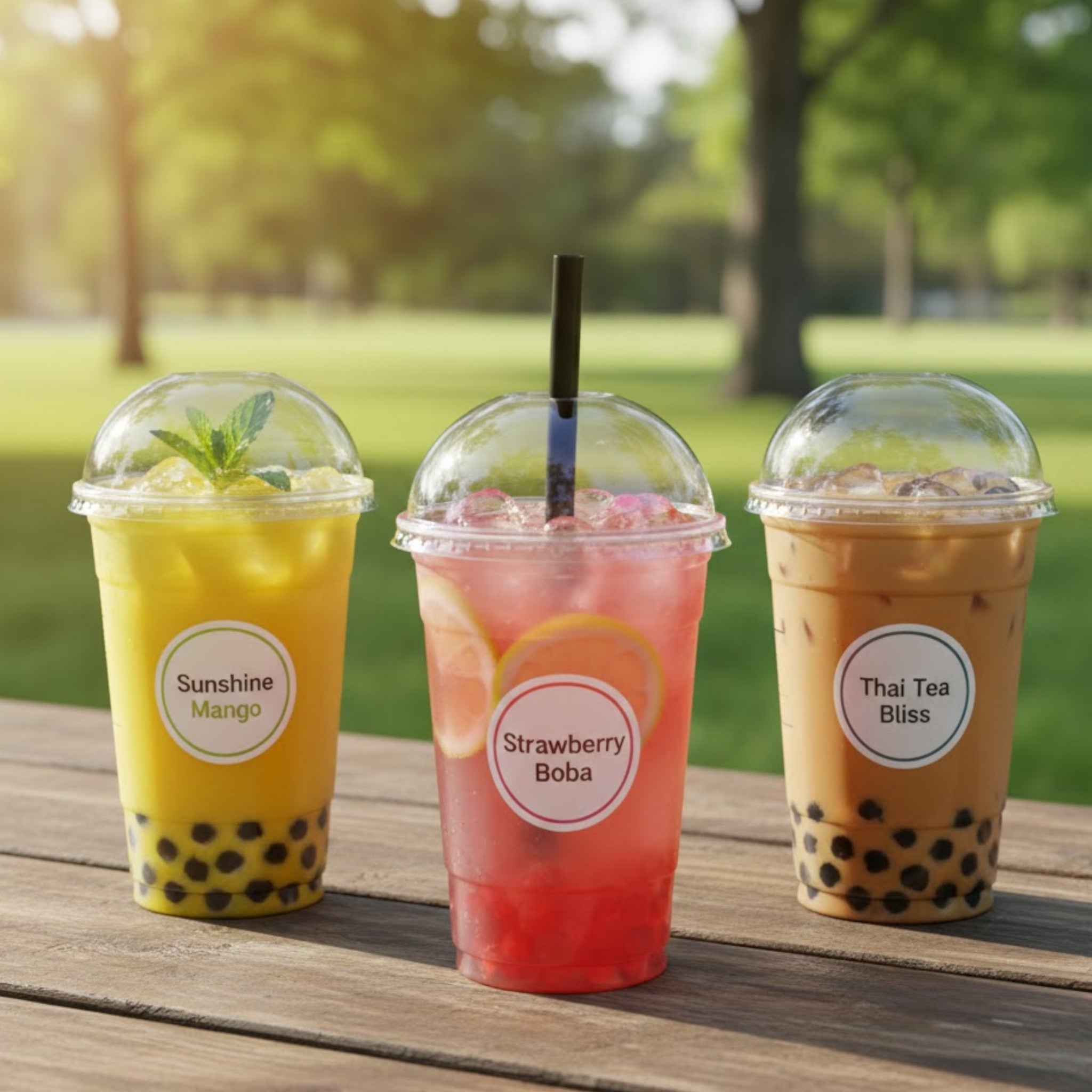 700ml Plastic Disposable Smoothie Frosted Cup with Dome Lid 10pack