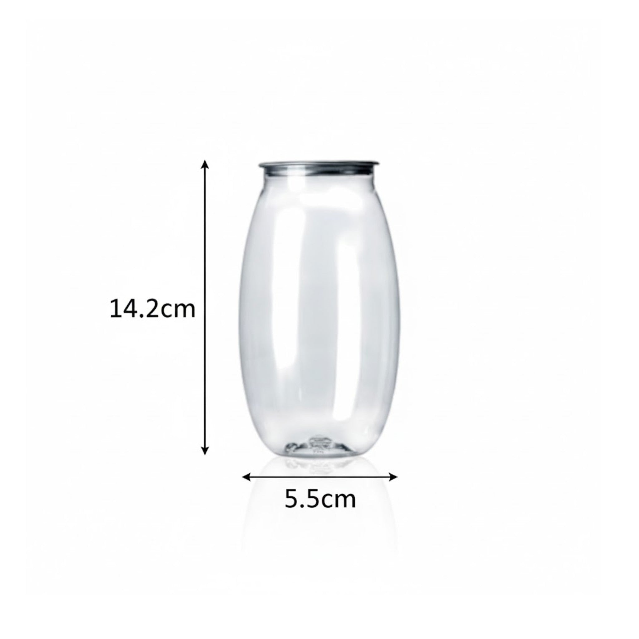 550ml Oval Shaped Food Grade Plastic Drinking Clear Can with Aluminium Pull Tab Lid