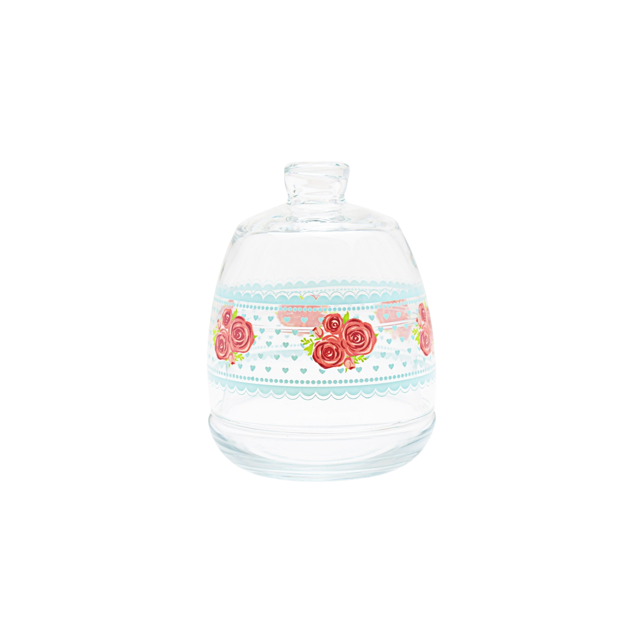LAV Glass Sugar Bowl J255m Lora Cicek Jar with Dome Lid