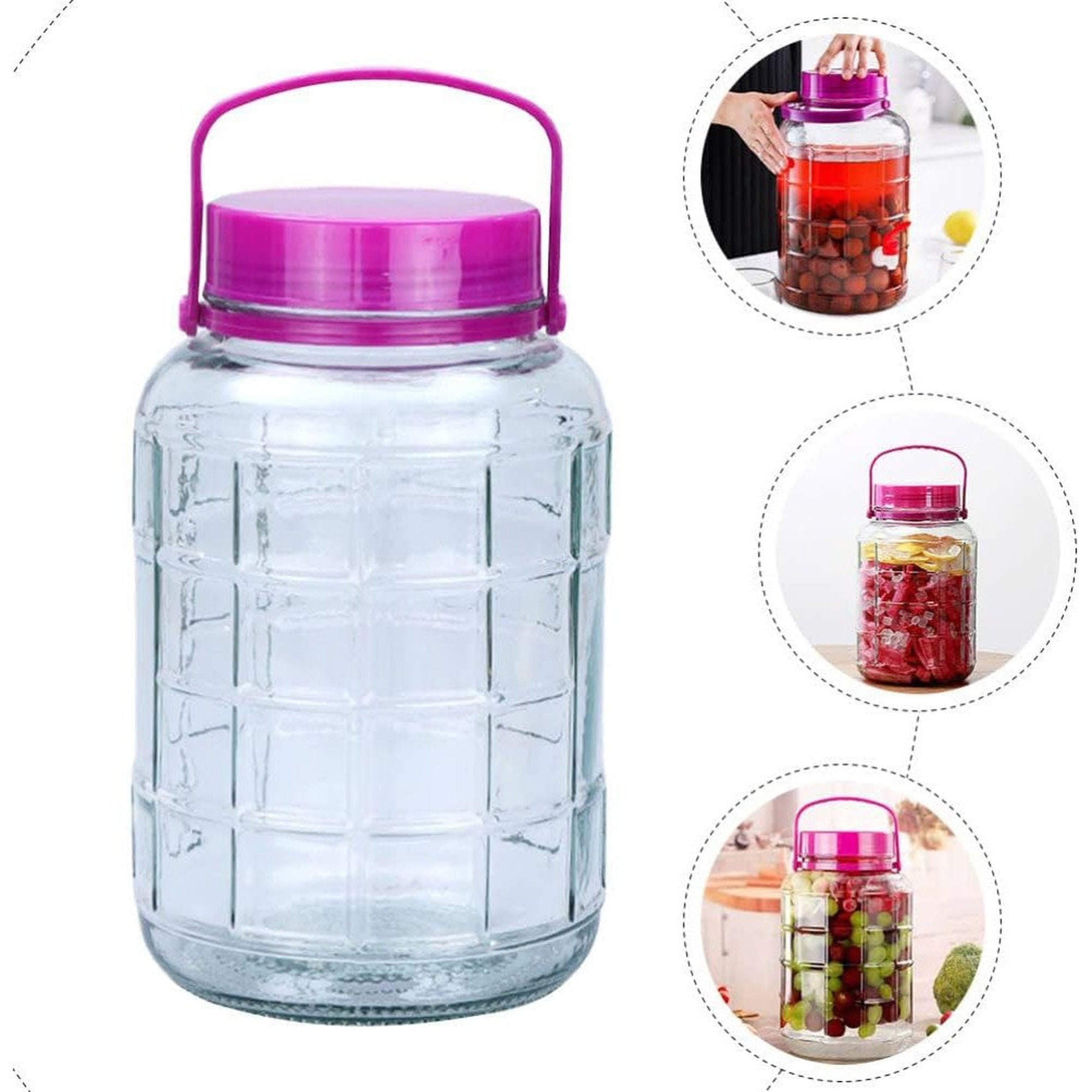 Glass Storage Jar 5L Container Jug Wide mouth with Carry Handle 536