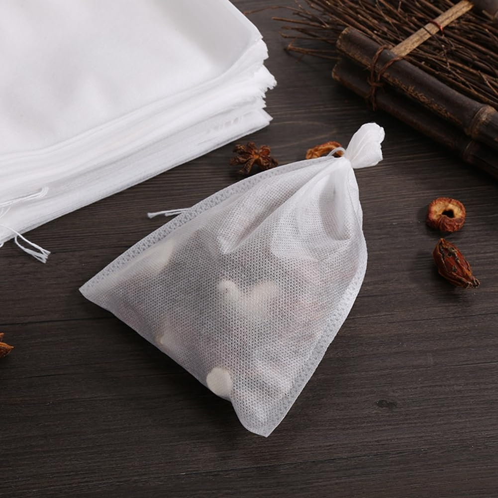Biodegradable Food Grade Non-Woven Tea Filter Cotton Bag with Drawstring 100pcs