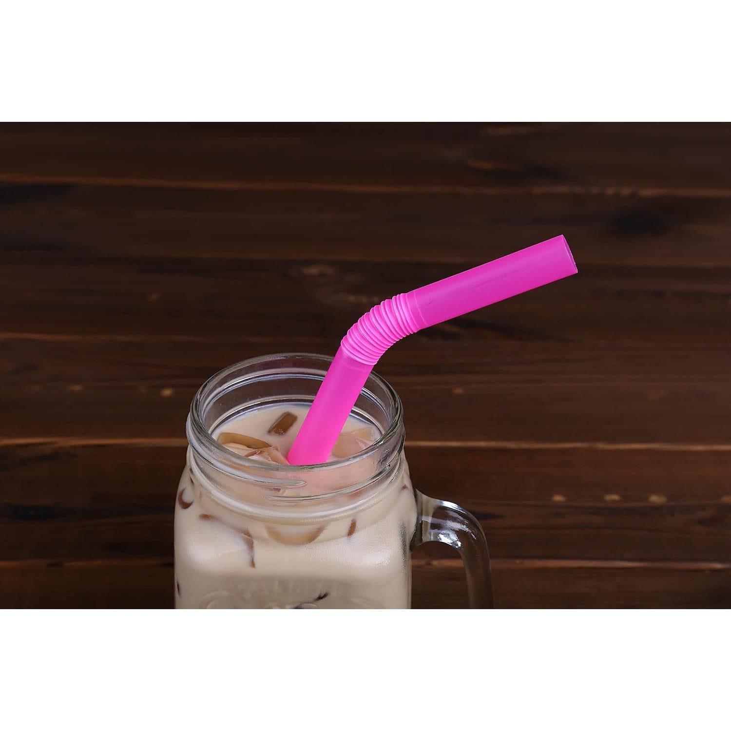 Bubble Tea Boba Assorted Straws Flexible Bendy Plastic 11mmx21cm Wrapped 20pack
