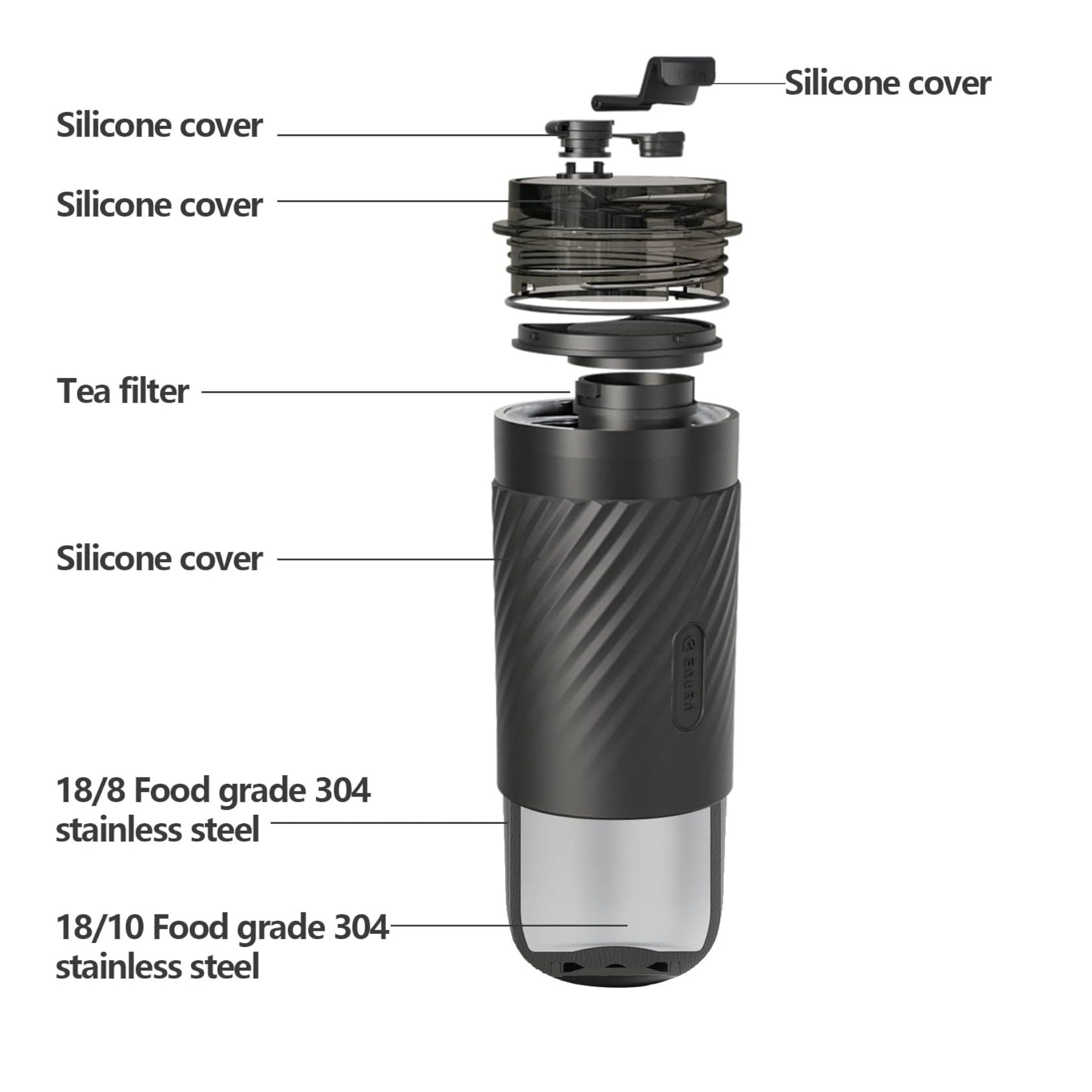 520ml Double-Wall Thermal Tumbler with Silicone Sleeve, Infuser & Retractable Stainless Steel Straw