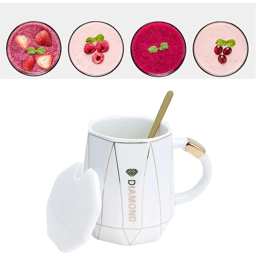 Ceramic Coffee Mug 250ml with Lid and Spoon Nordic Style