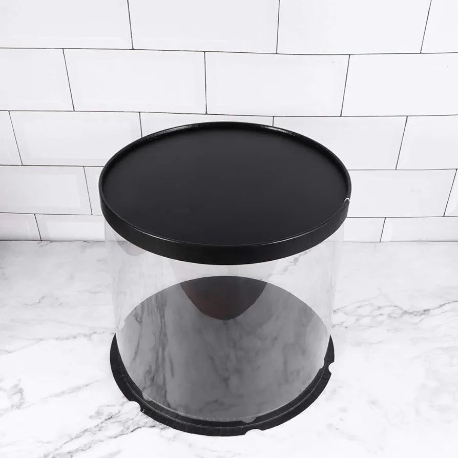 Cake Box Round Clear See Through Small Black