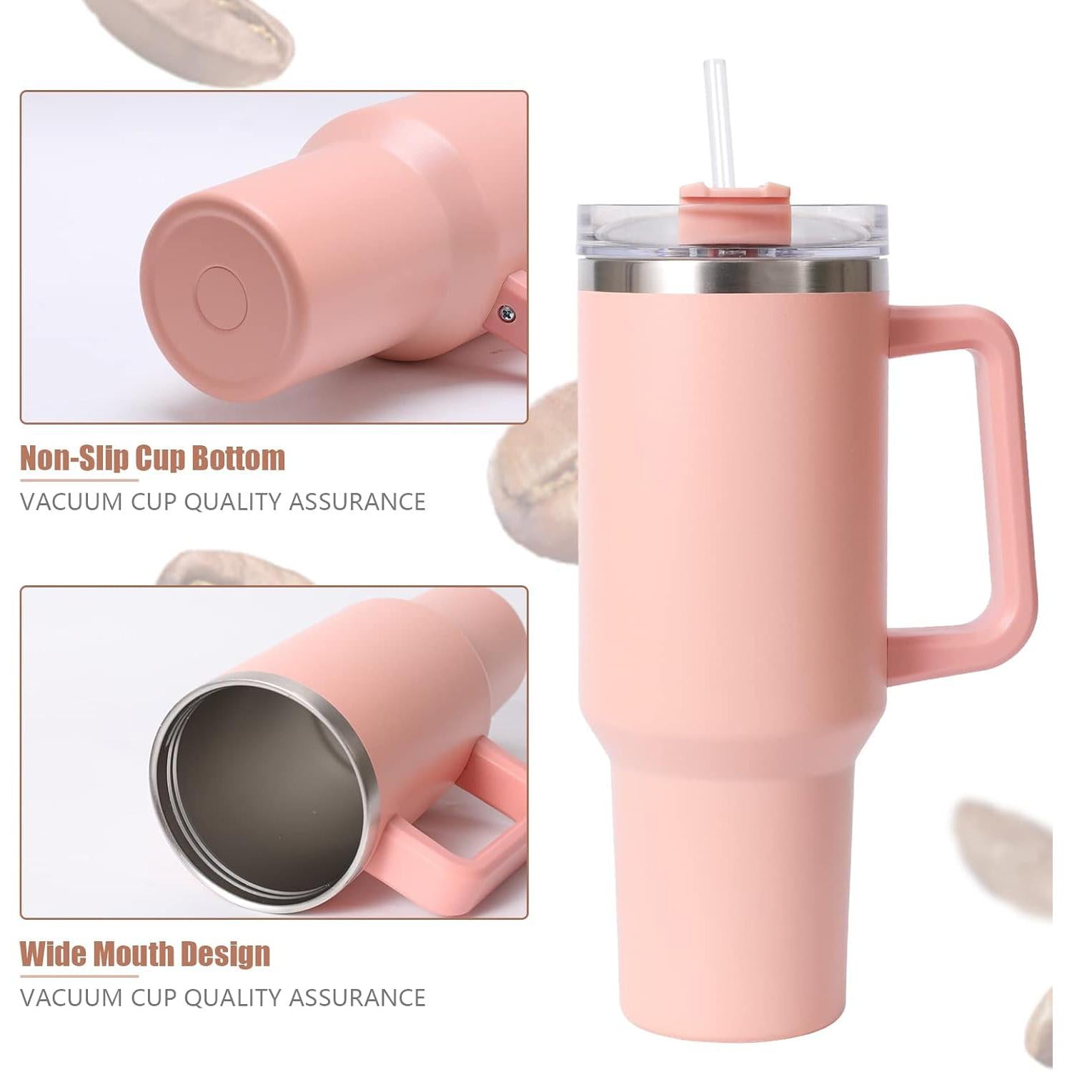 1.2L Travel Mug Thermos Flask Stainless Steel with Handle & Straw