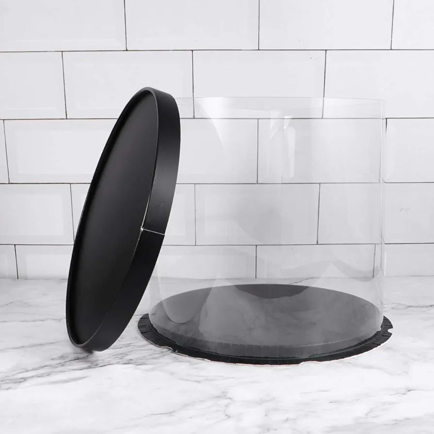 Cake Box Round Clear See Through Small Black