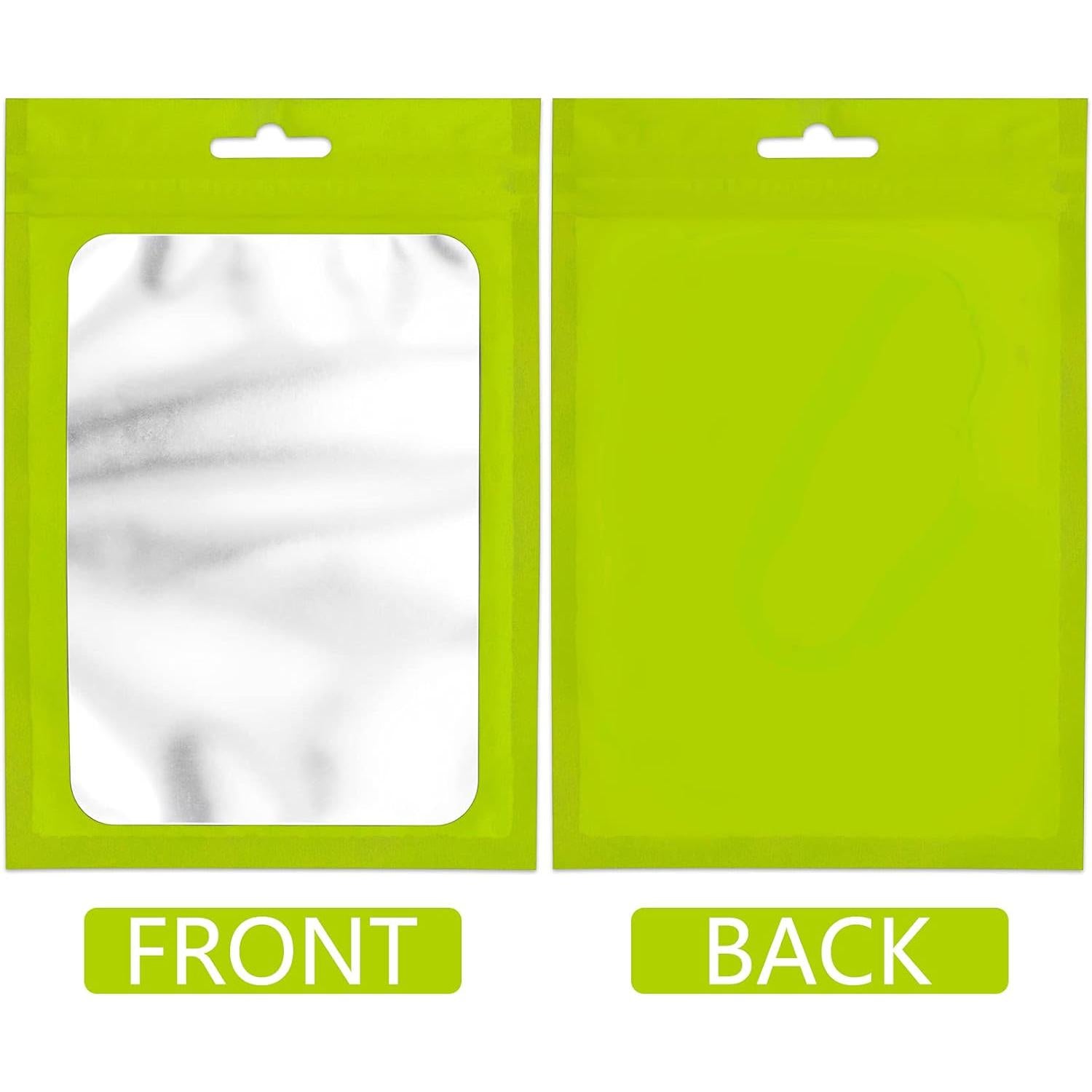 Resealable Mylar Pouch Bags Full Window Display with Euro Loop Punch Hanging Hole 10pack