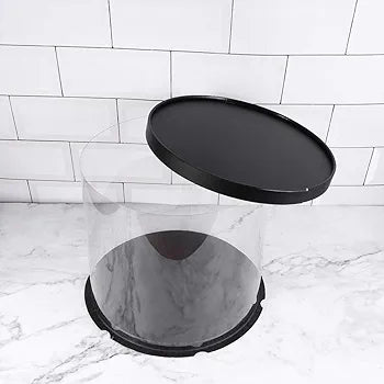Cake Box Round Clear See Through Small Black
