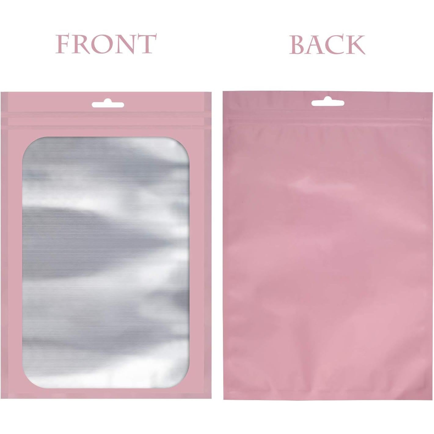 Resealable Mylar Pouch Bags Full Window Display with Euro Loop Punch Hanging Hole 10pack