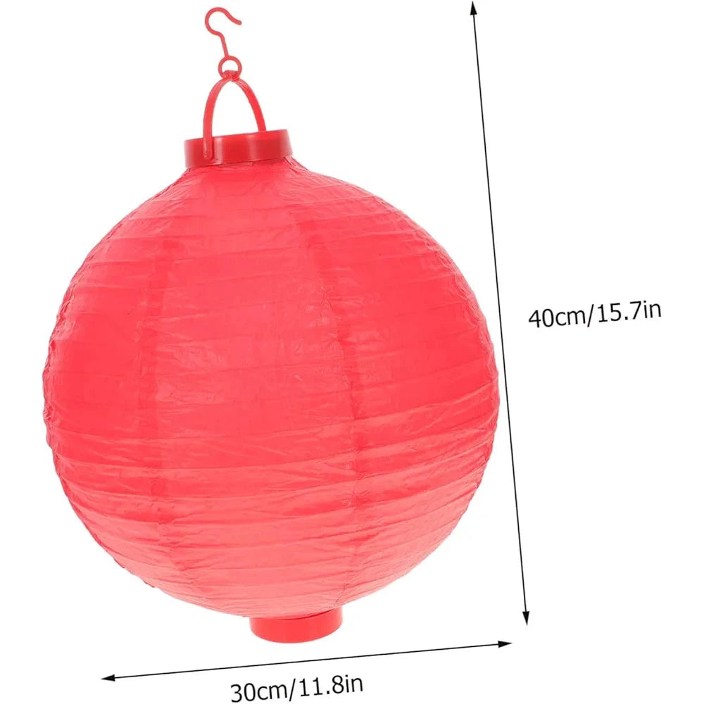 Chinese LED Paper Lantern Round Ribbed