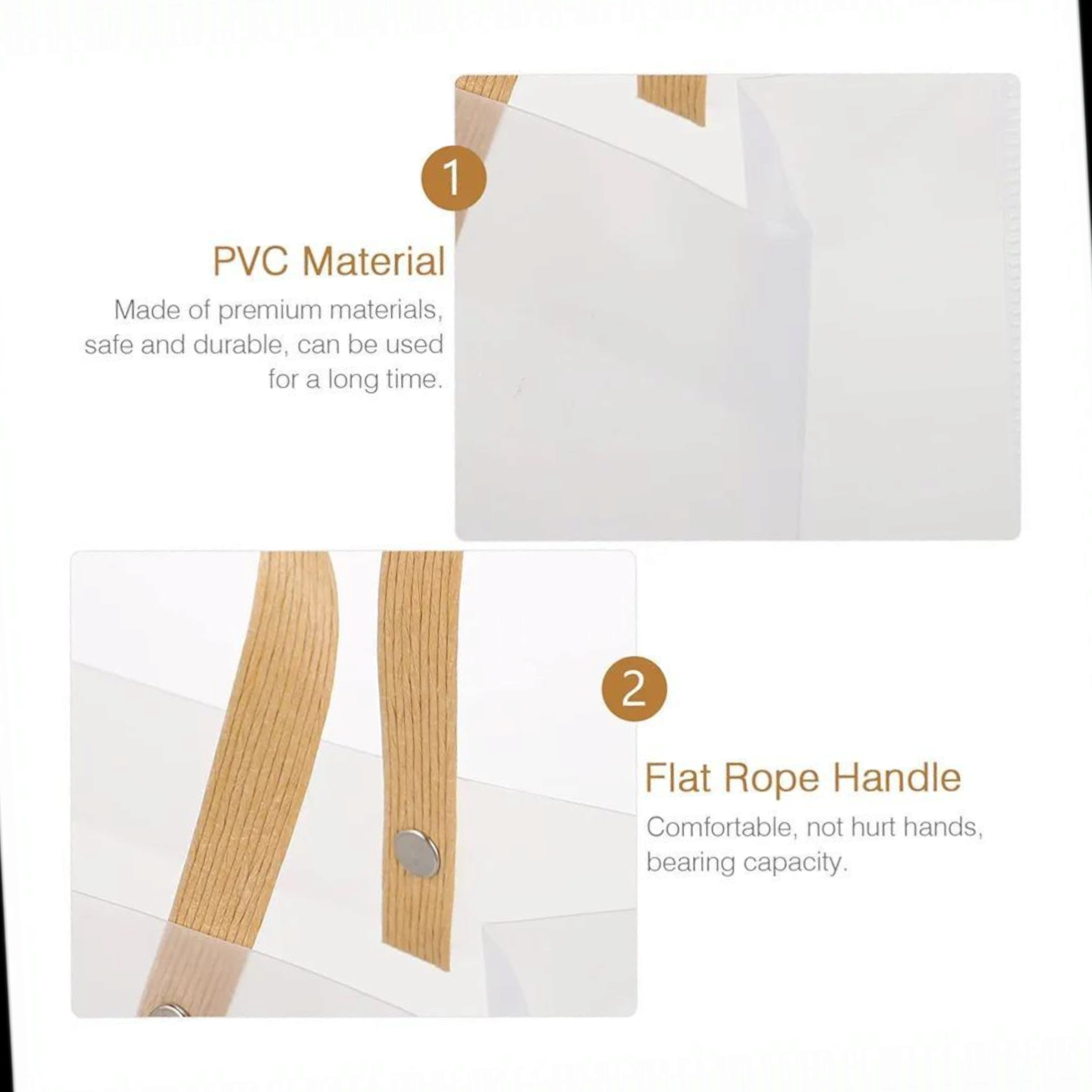 PVC Gift Box Bag Square Frosted with Brown Straw Handle