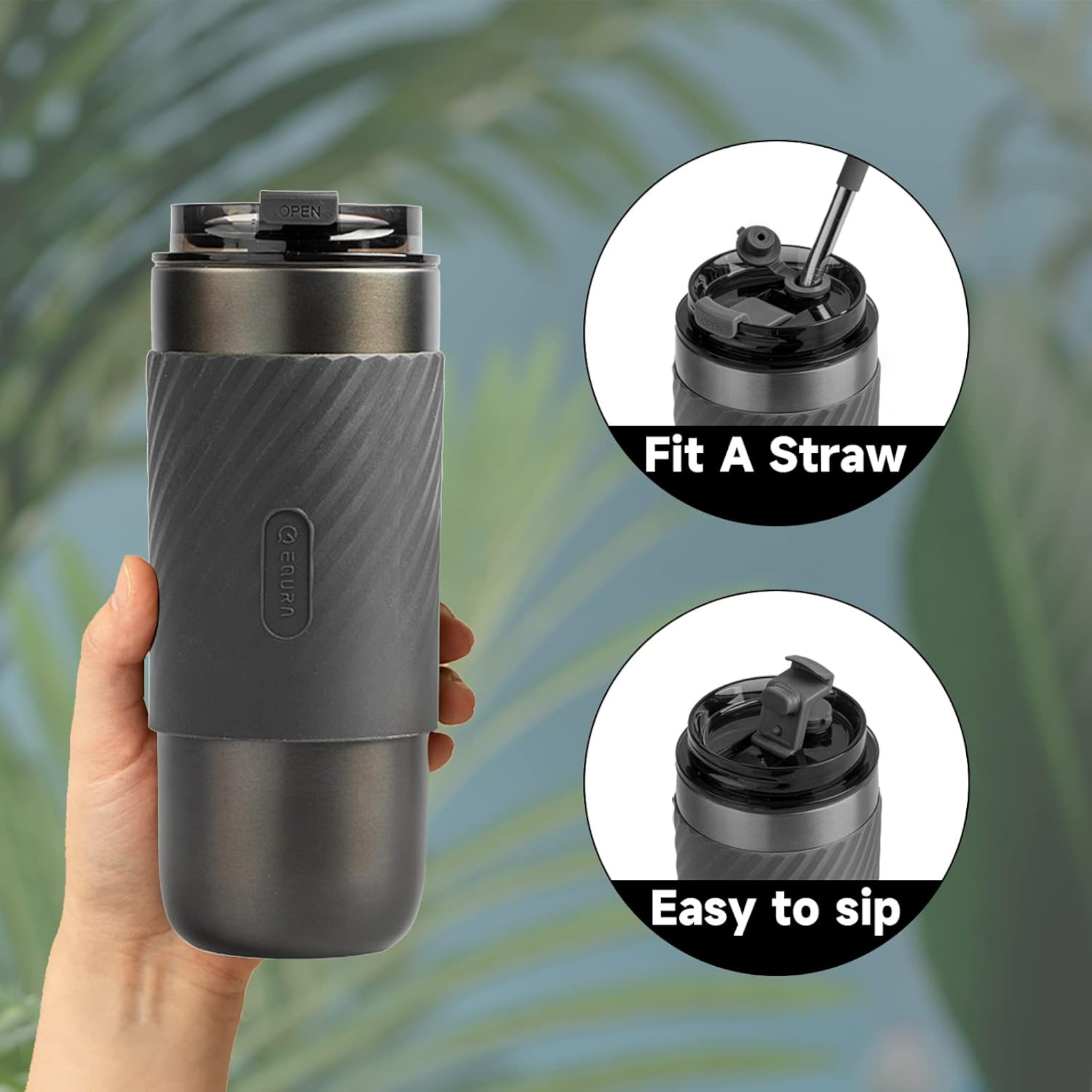 520ml Double-Wall Thermal Tumbler with Silicone Sleeve, Infuser & Retractable Stainless Steel Straw