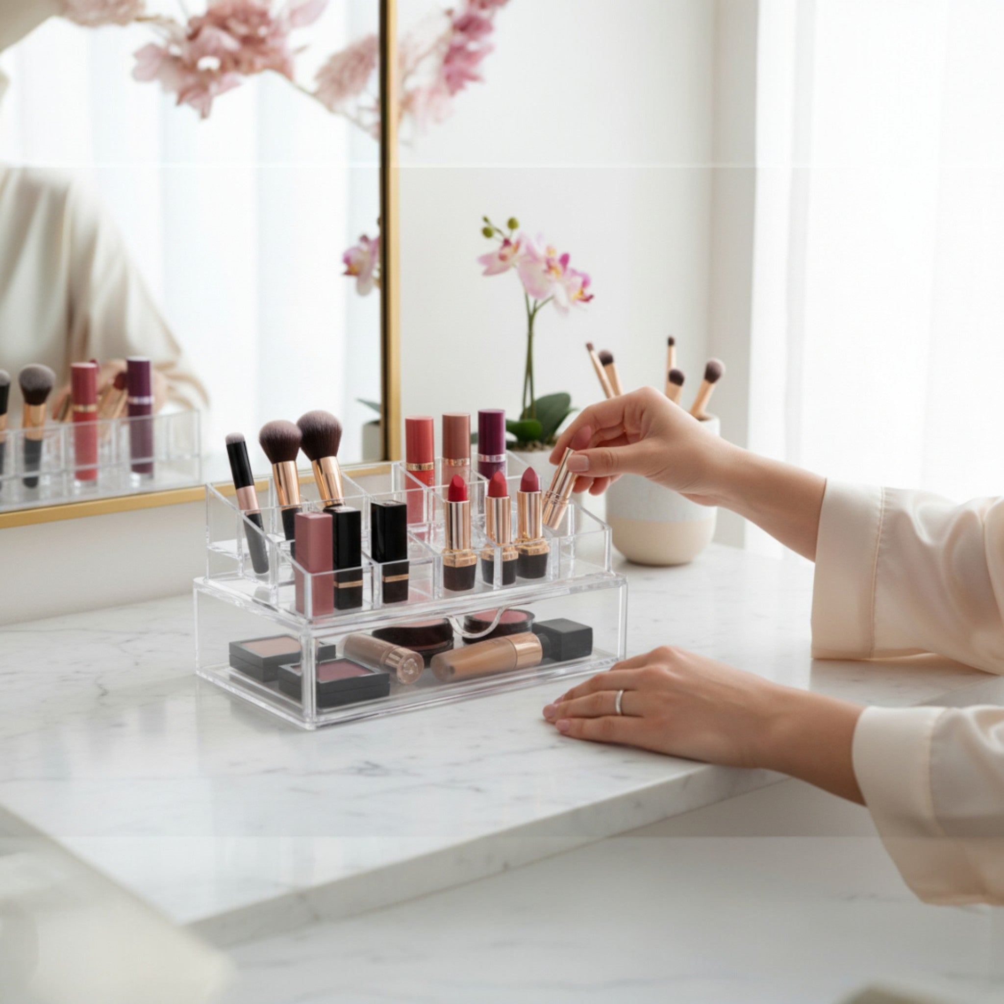 Modern Manucire Cosmetic Storage Drawer Organizer - Clear Plastic