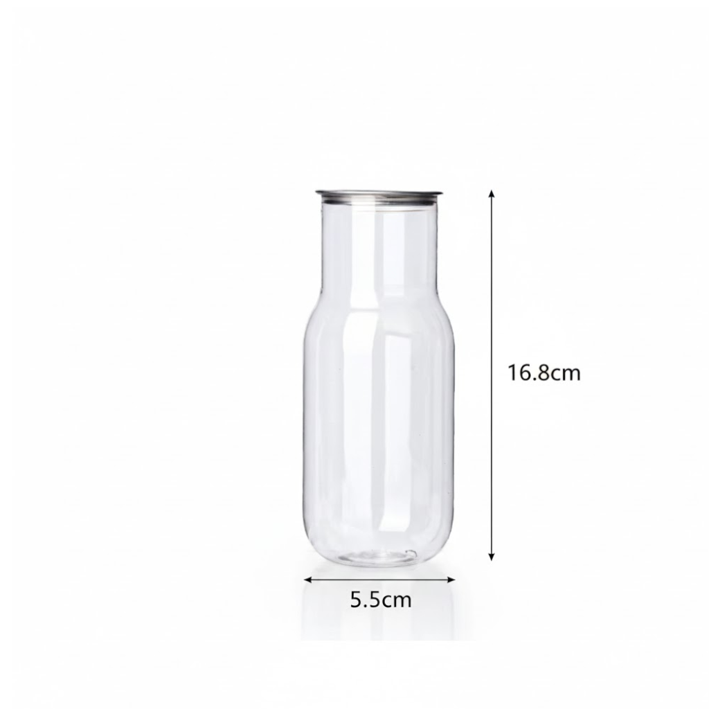 550ml Tapered Neck Food Grade Plastic Drinking Clear Can with Aluminium Pull Tab Lid