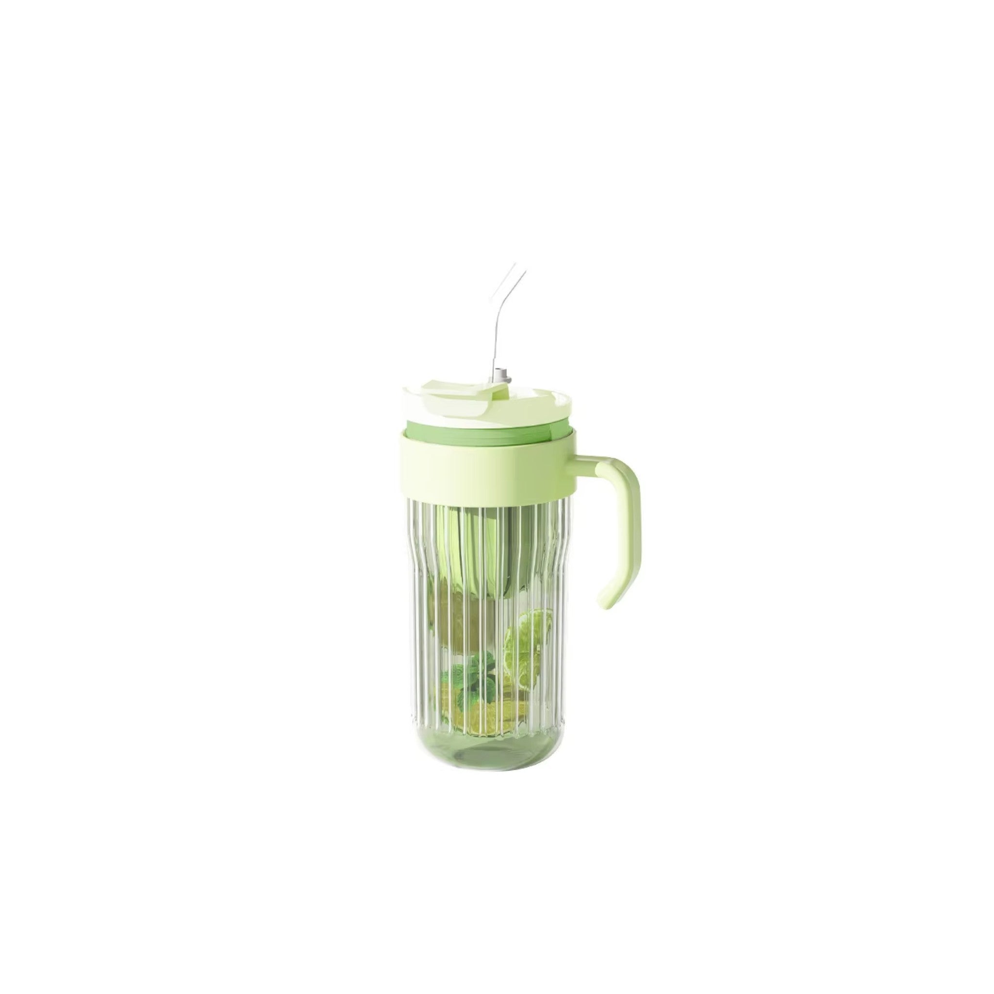 Eco-Friendly Ribbed Glass Coffee and Tea Mug with Strainer & Straw 580ml