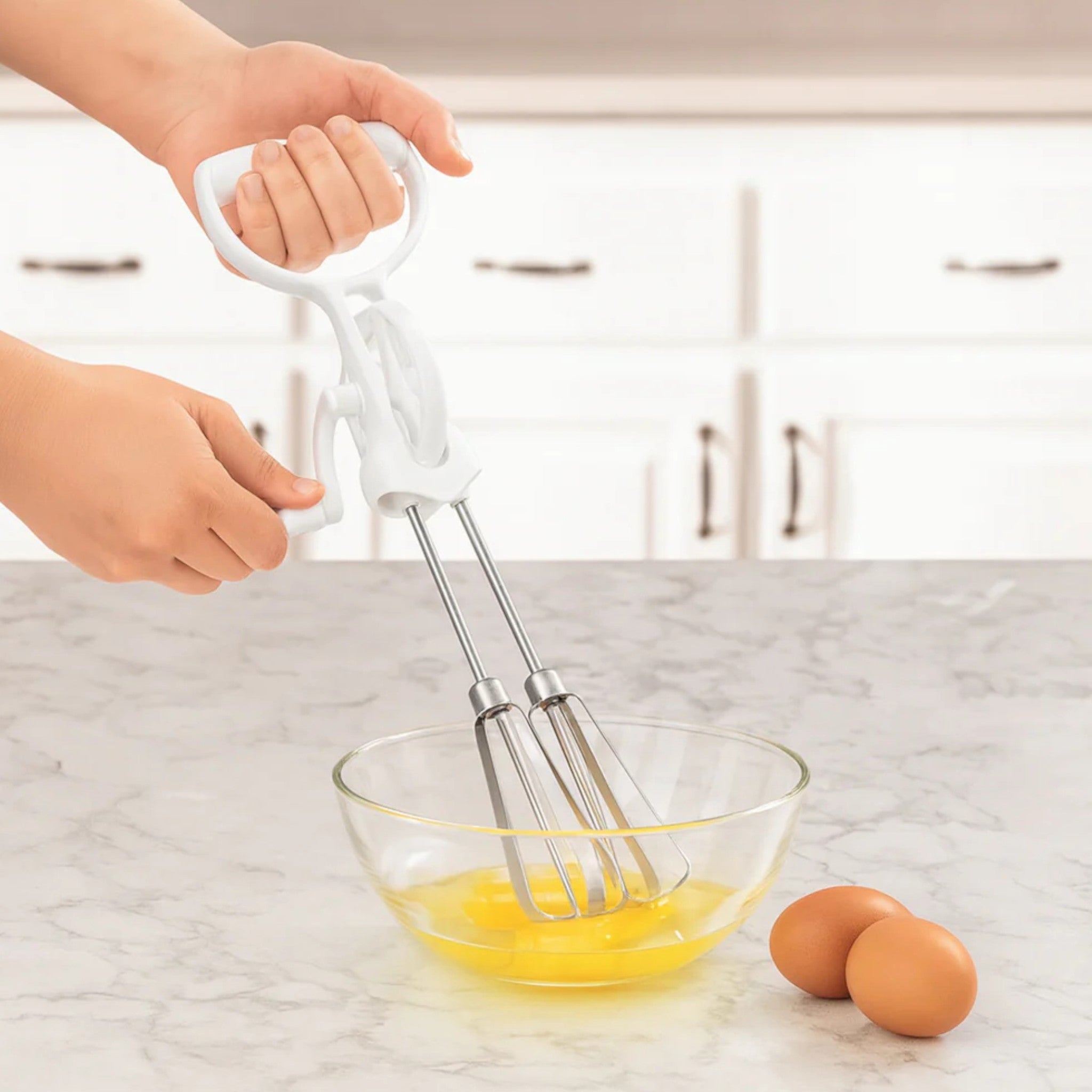 Regent Egg Beater White Plastic and Stainless Steel 310mm