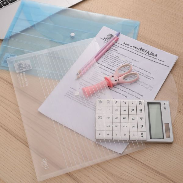 Deli A4 Carry Folder with Press Stud Transparent 180micron