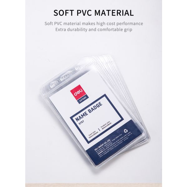 Deli Name Badge With Blue Lanyard Card 95x68x0.25mm Vertical Blue 50pcs