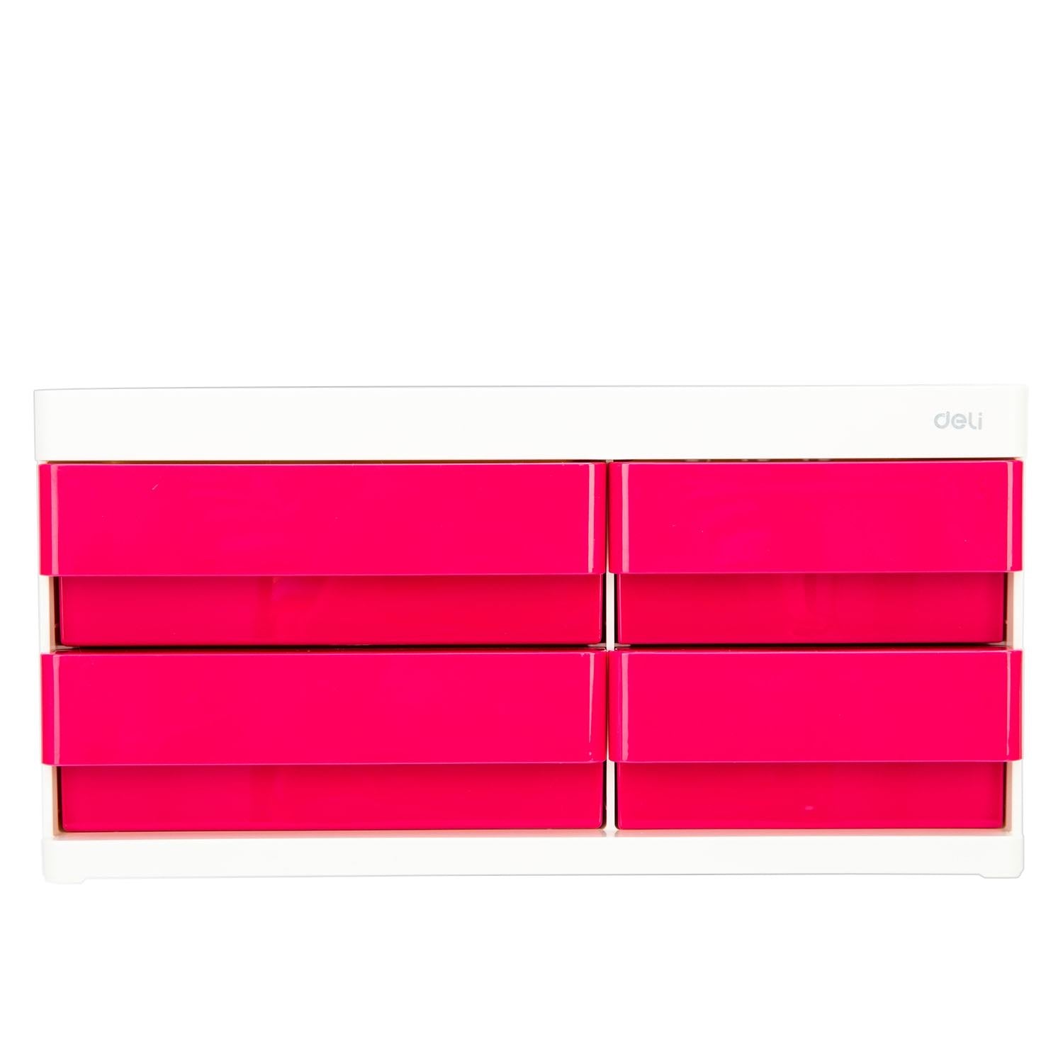 Deli Desk Organizer 4-Drawer 265x189x131mm Red