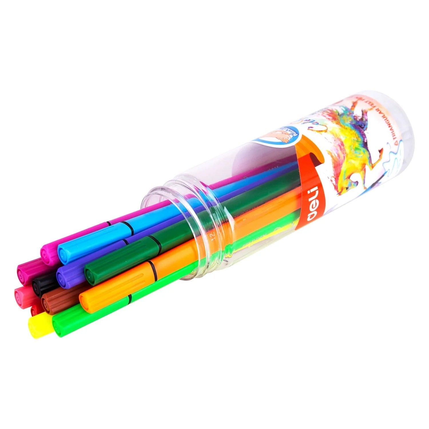 Deli Felt Pen 12 Colour Assorted Triangular EC10506