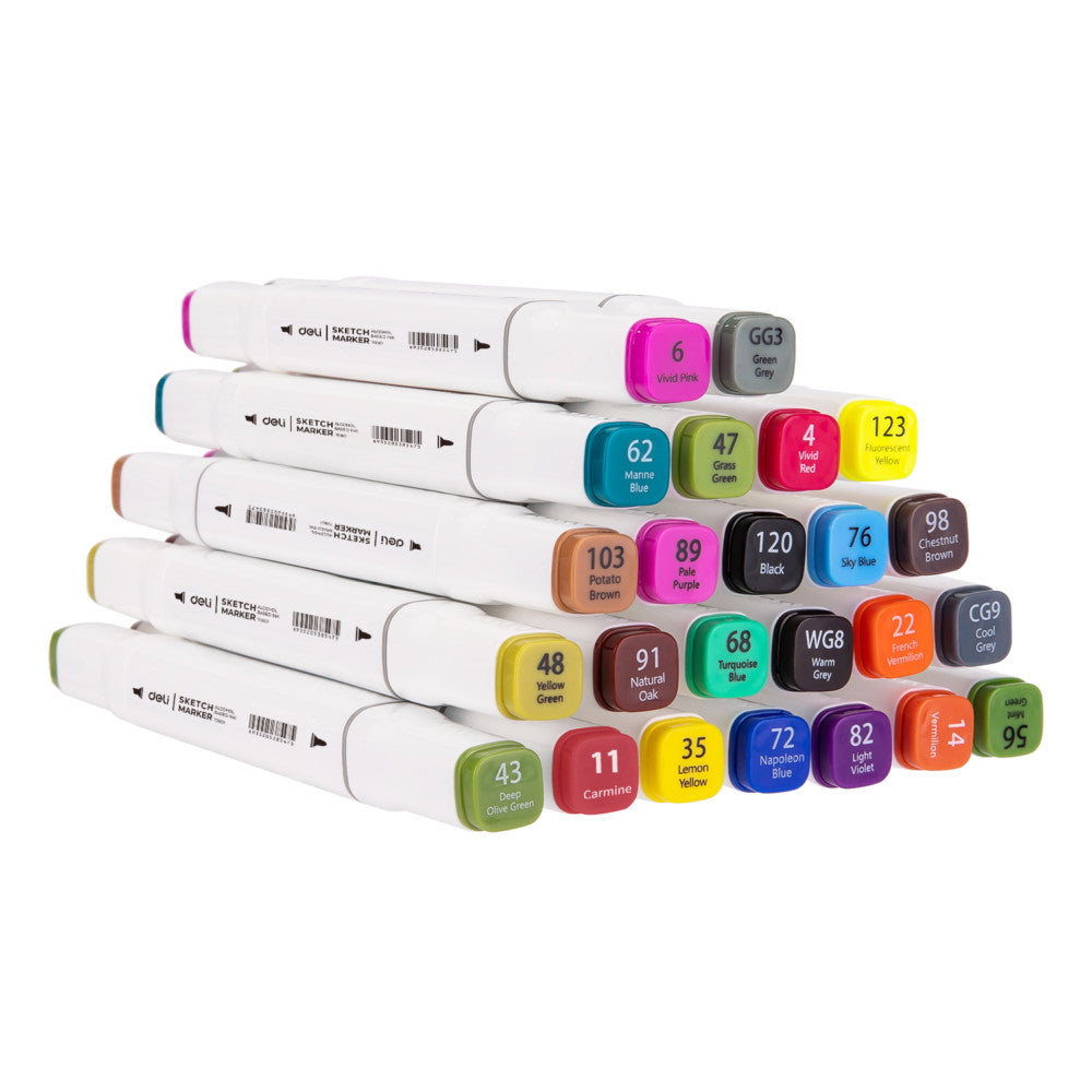 Deli Sketch Marker Assorted Colors 36pc Set